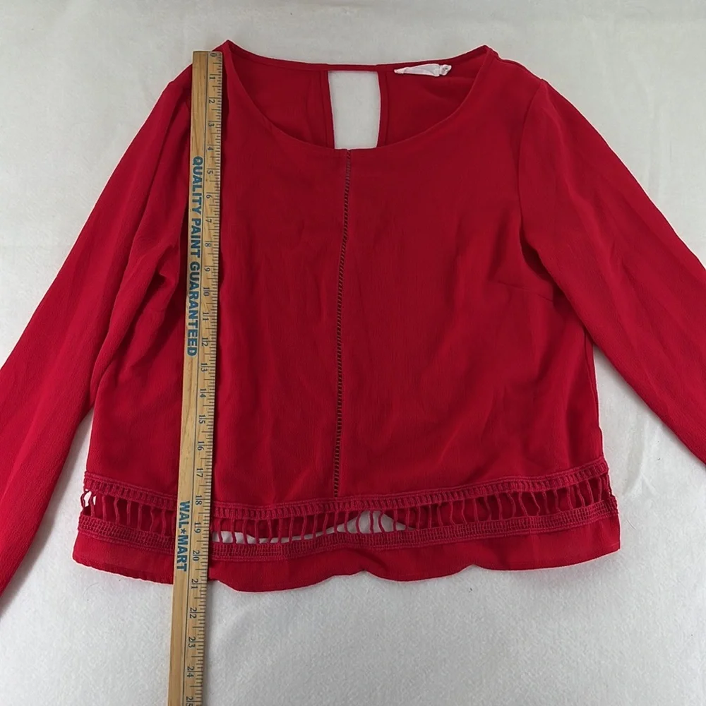 Lush Long Sleeve Shirt Blouse Red Womens Size M
